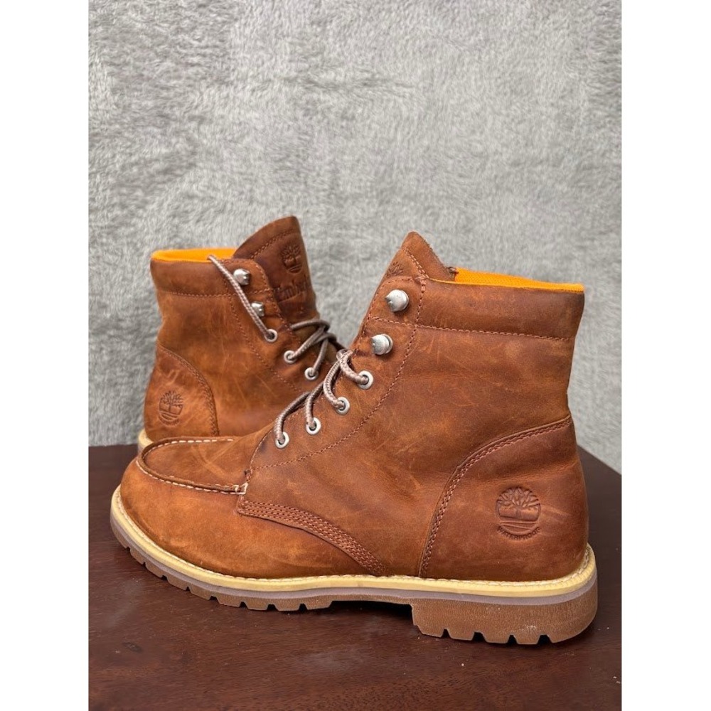 Timberland Redwood Falls A2EDR Waterproof Moc Toe Boots Men 9 Brown Leather
